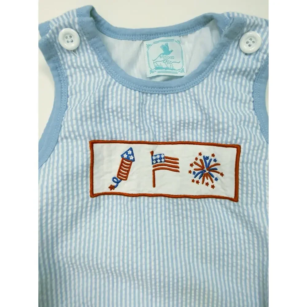 Smocked by Chic Patriotic Embroidered Bubble